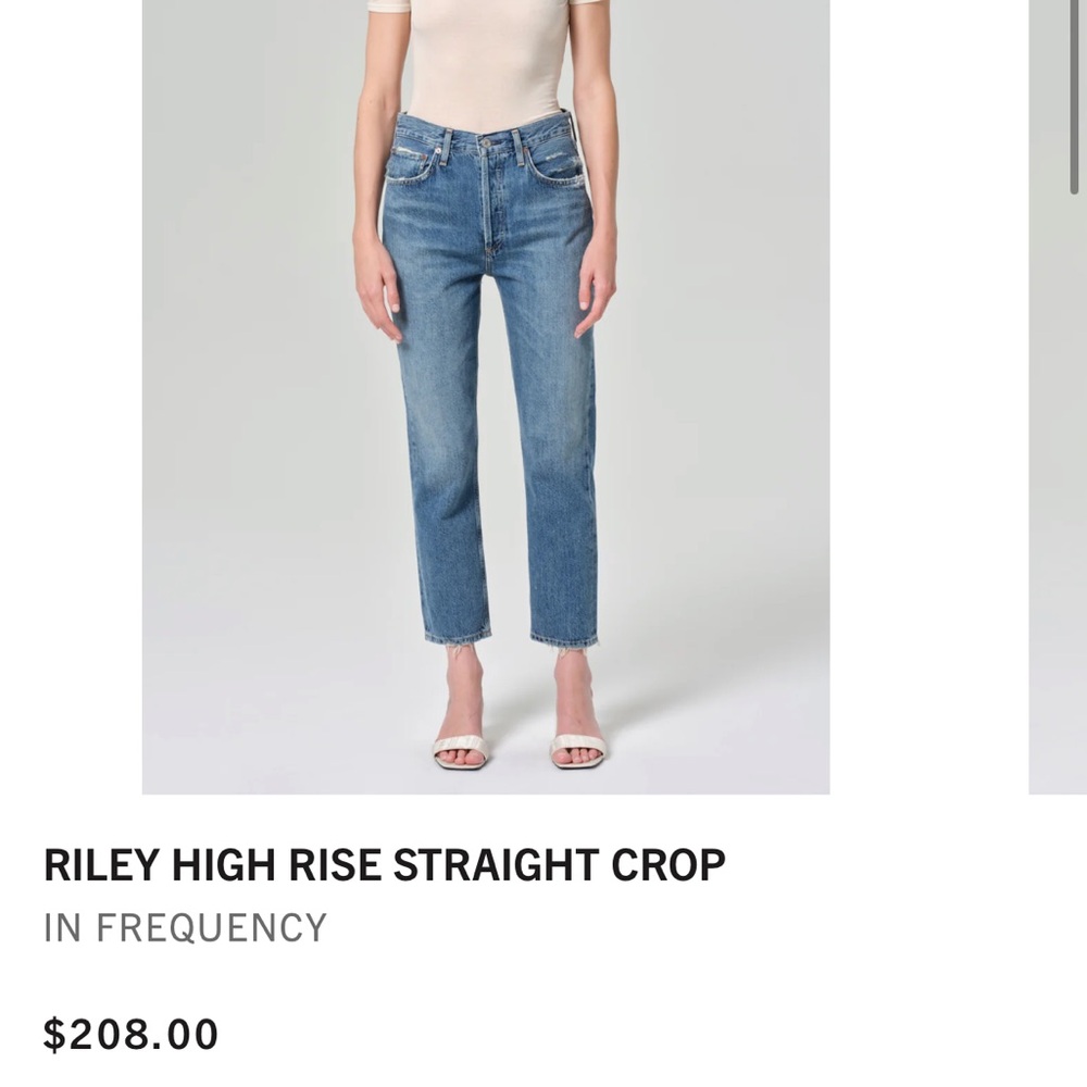 Agolde Riley High Rise Straight Crop Jeans - Blue - Picture 3 of 6